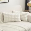 MONKDECOR Enrica Faux Check Fur Cushion cover.(12x18) inches - White