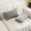 MONKDECOR Enrica Faux Check Fur Cushion cover.(12x18) inches - Gray