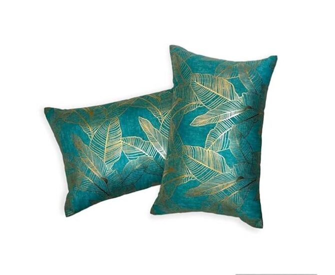 Set of 2 Velvet Printed Rectangular Cushion Covers