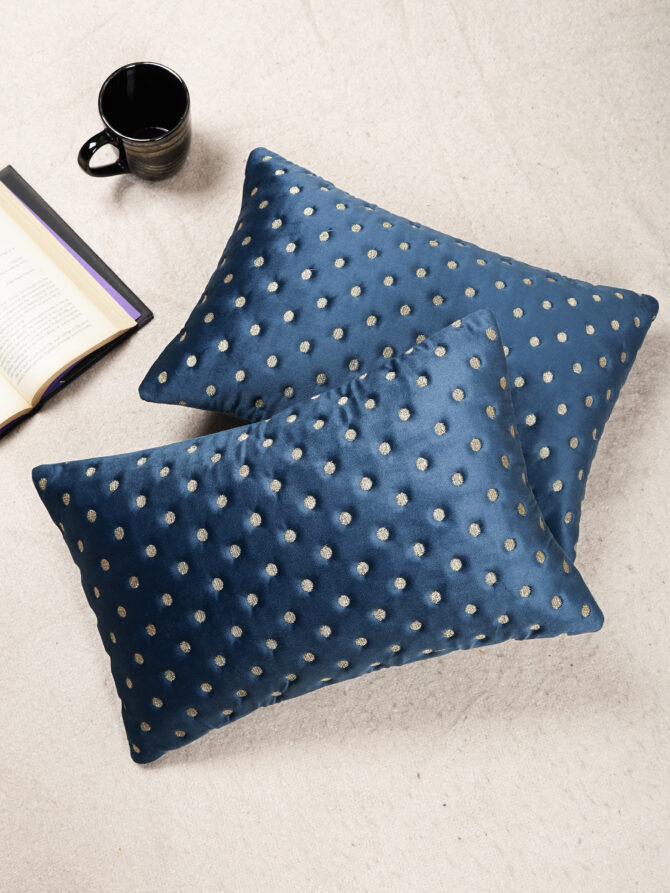 Dry Cotton Silk check Pattern Cushion cover. (Rectangle - 12x18) 2 pc.