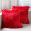 Monkdecor Original Long Fur Cushion Cover . (Set of 1 pc) - Red