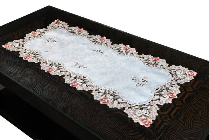 Zurci Cutwork Satin embroidery Dining Table runner . (15x33) inches