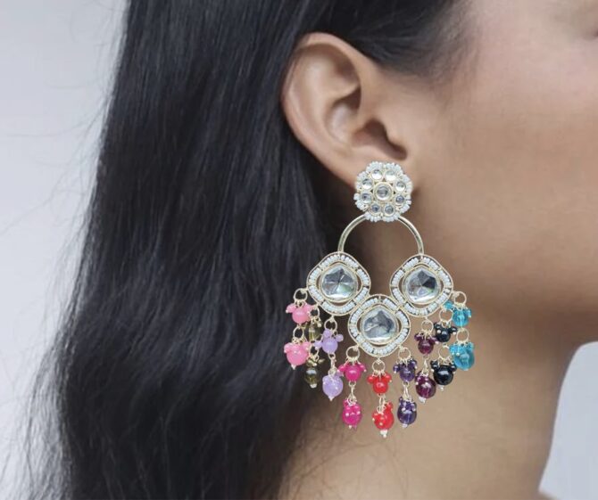 Stone Chandbali Earring ( Multi) - Image 2