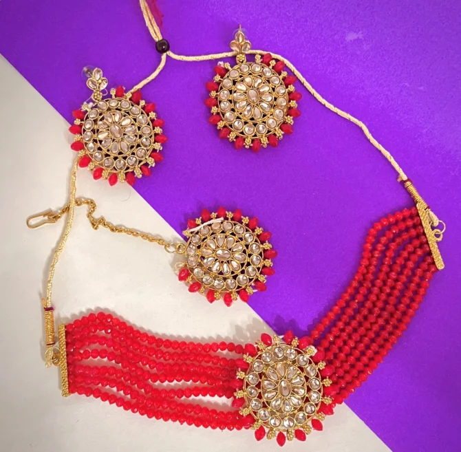 MOTI PEARL CHOKER (RANI PINK)