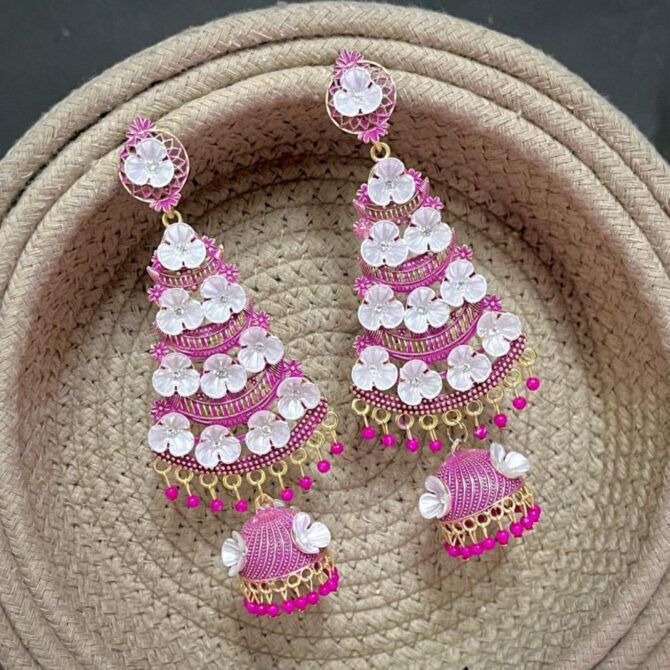 PARI PHOOLKARI EARRINGS (PINK)