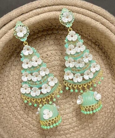 PARI PHOOLKARI EARRINGS (SEA GREEN)