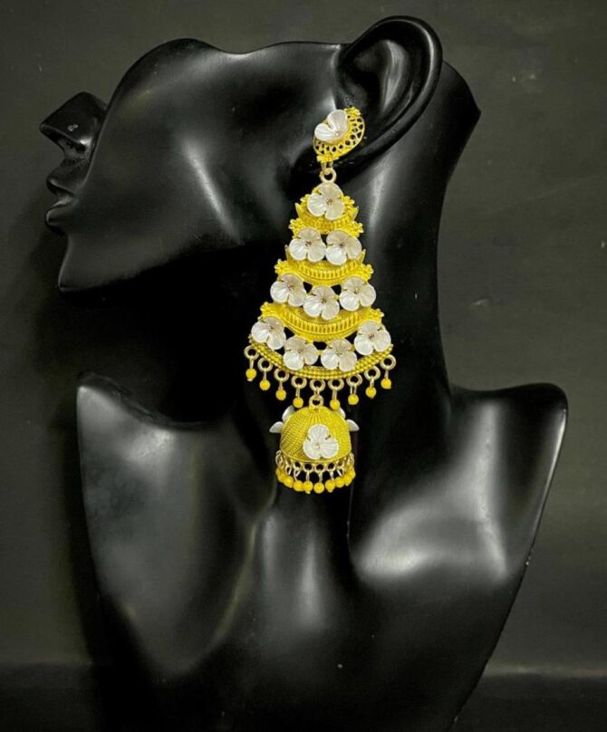 PARI PHOOLKARI EARRINGS (YELLOW) - Image 2