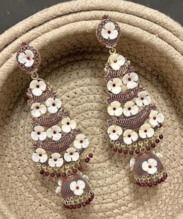 PARI PHOOLKARI EARRINGS (MAROON)