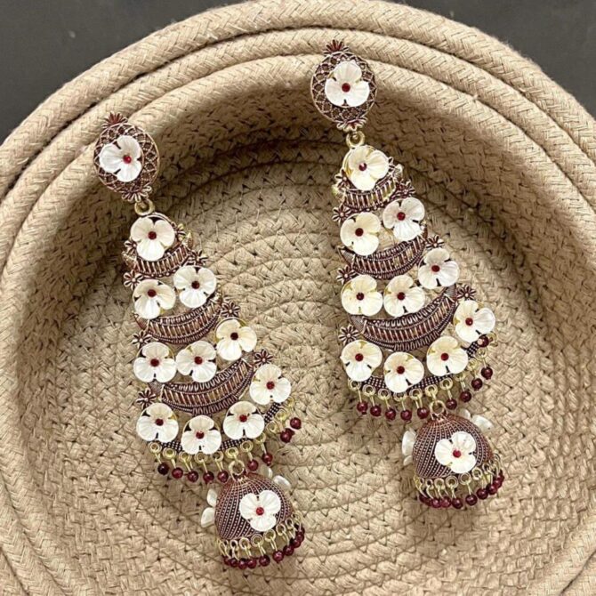 PARI PHOOLKARI EARRINGS (MAROON)
