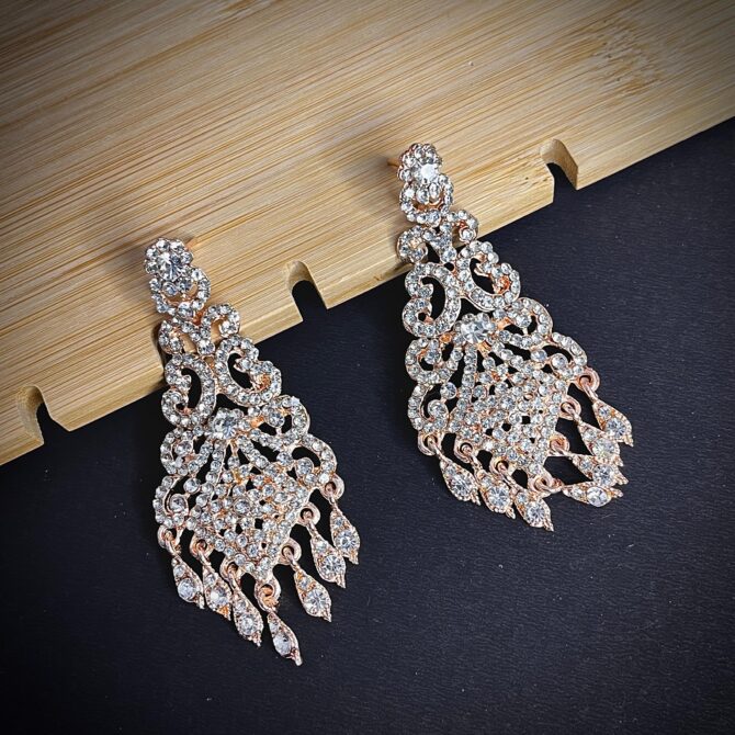 Monkdecor Grace Starry Crystal Chandelier Earrings . - Image 4