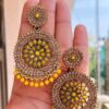 ROUND STONE EARRINGS (YELLOW)